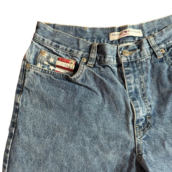 Tommy Hilfiger Vintage 90s Y2K USA Flag pocket straight leg high‎ rise jeans 10 - Picture 5 of 8